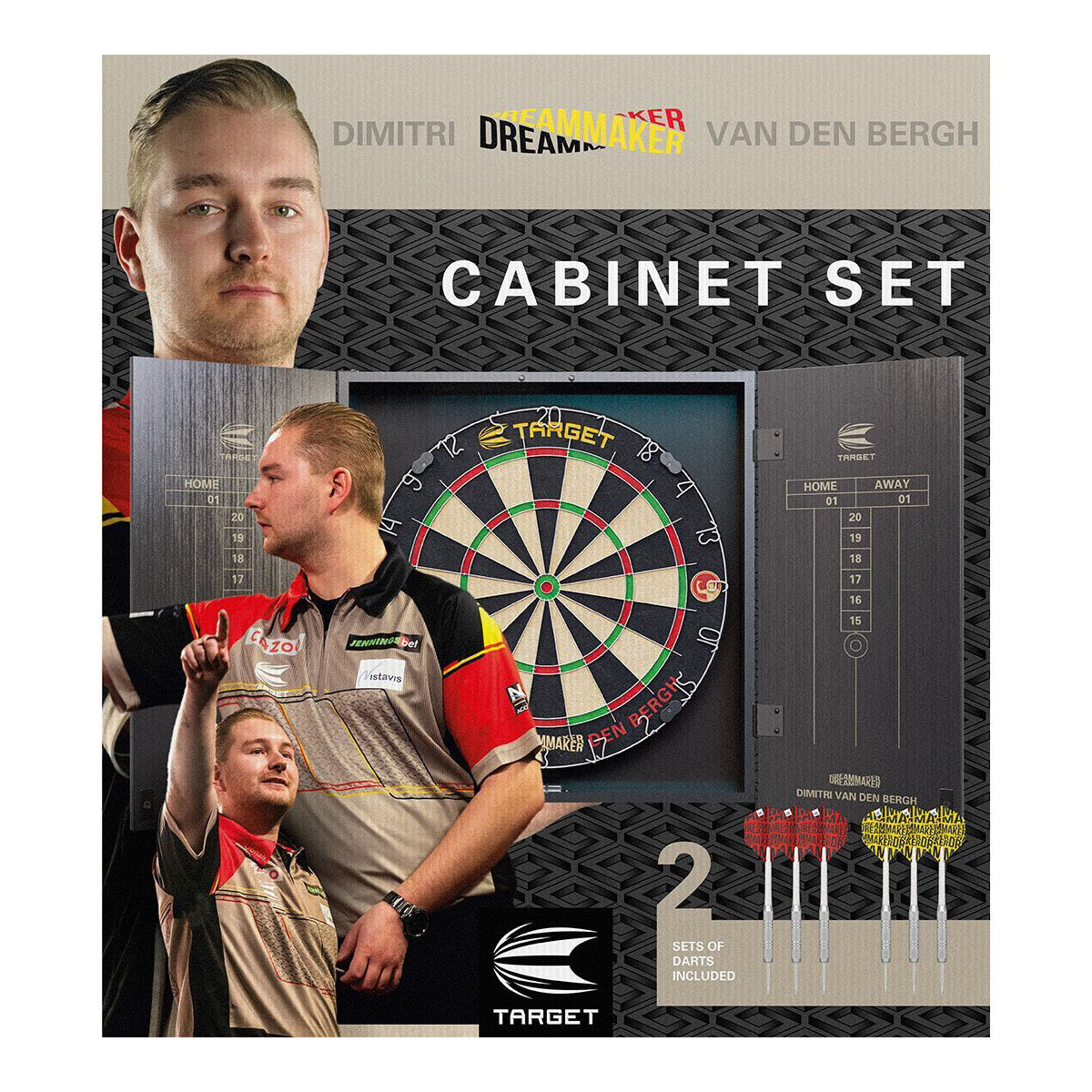 Target Darts Dimitri Van Den Bergh Cabinet and Board Set