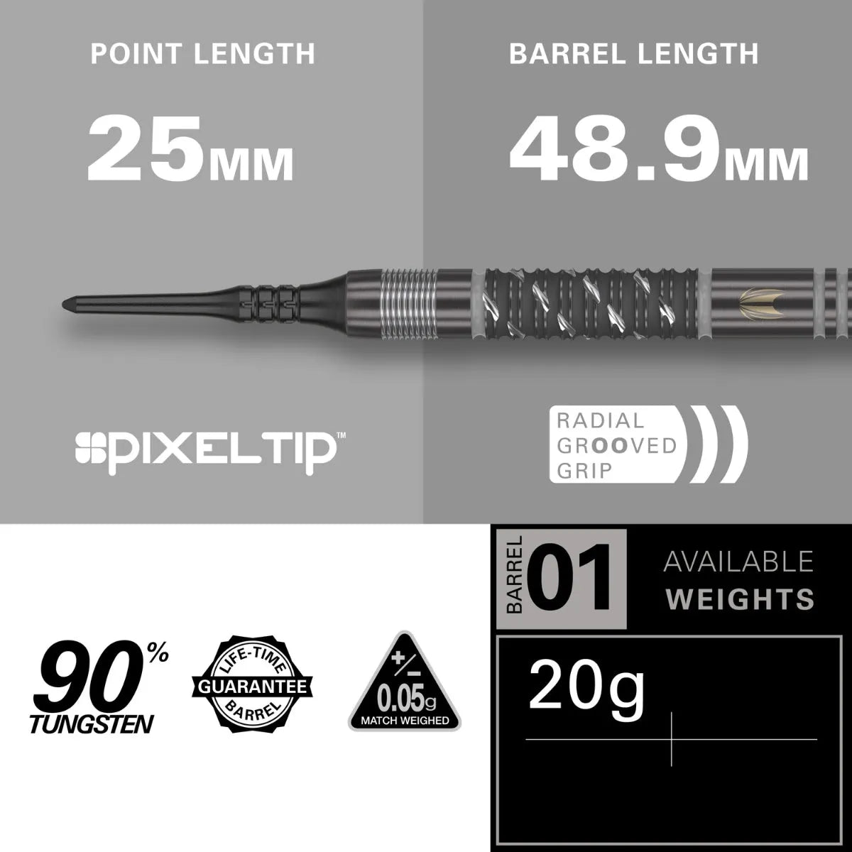 Target Darts Dimitri Van Den Bergh Echo 90% Tungsten Soft Tip Darts