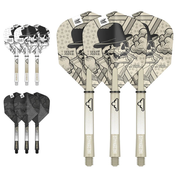 Target Darts Dimitri Van Den Bergh Ink Flight & Shaft Kit-1-Bone White-Short-Premier Darts