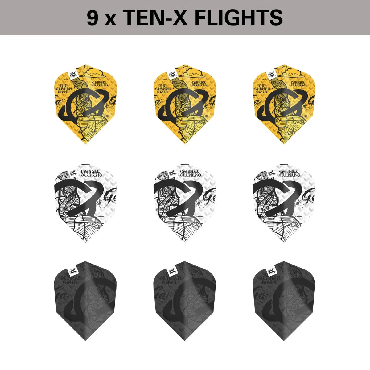 Target Darts Gabriel Clemens Ink TENX Flights x3 Sets