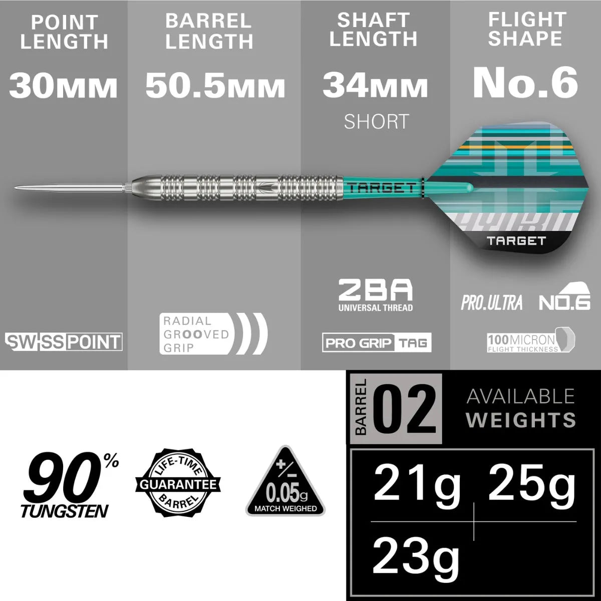 Target Darts Hydro 02 SP 90% Tungsten Steel Tip Darts