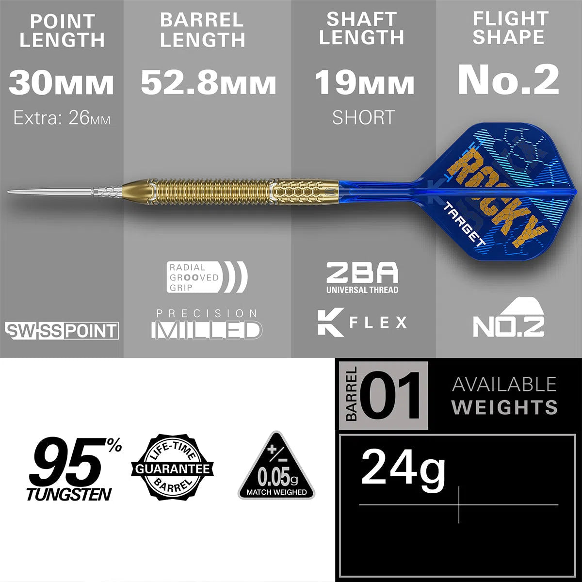 Target Darts Josh Rock Special Edition 95% Tungsten Steel Tip Darts