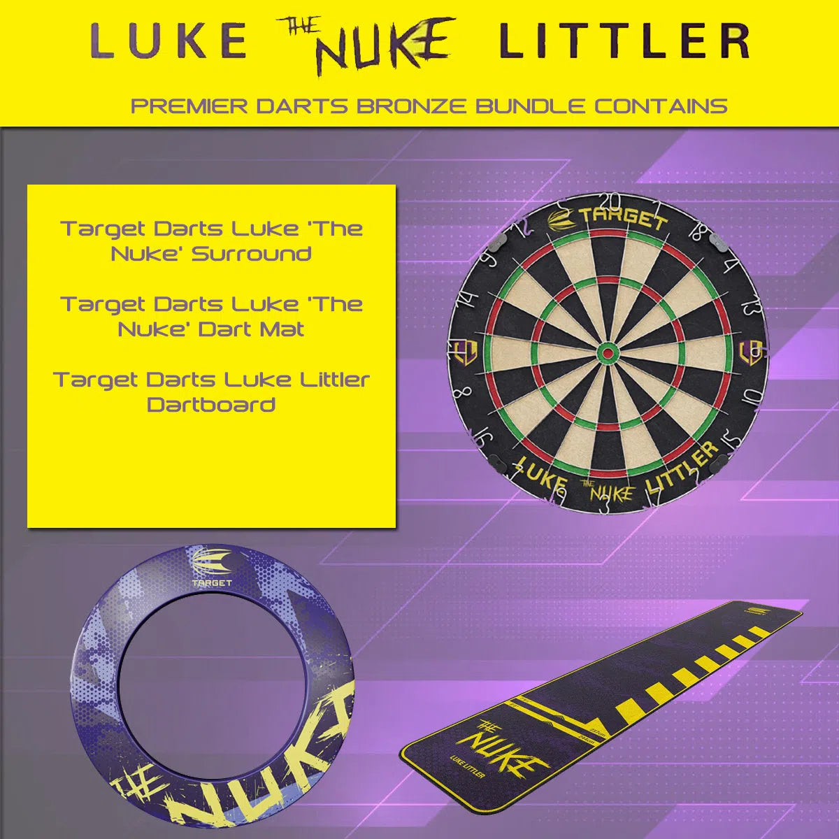 Target Darts Luke Littler BRONZE Bundle  Surround, Mat and Dartboard