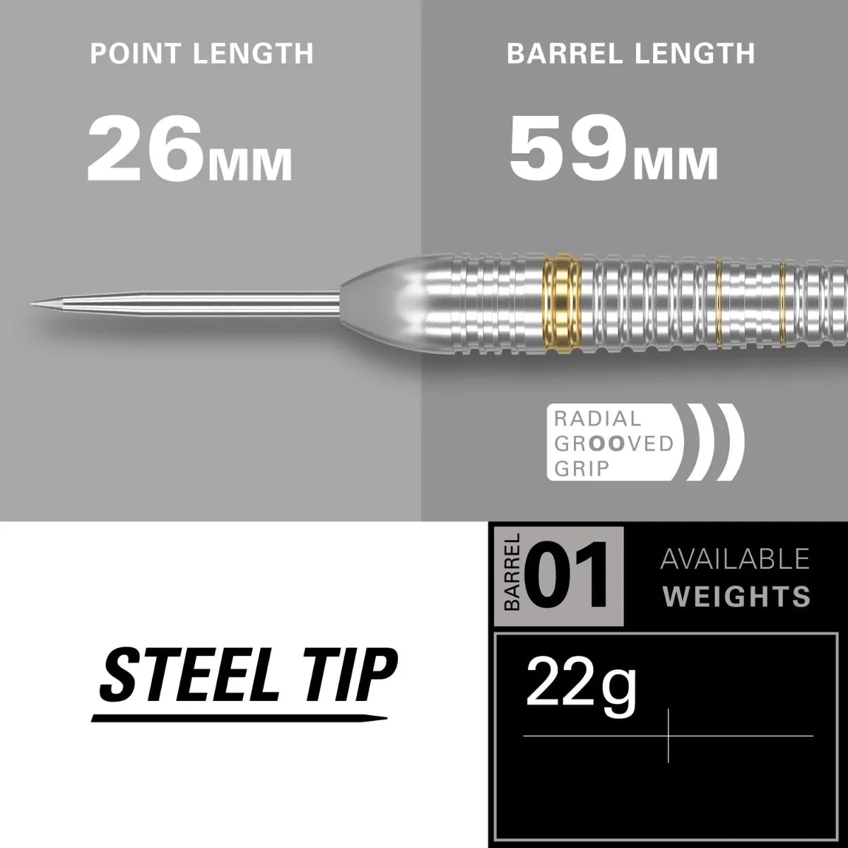 Target Darts Phil Taylor 22g Brass 2022 Steel Tip Darts Set