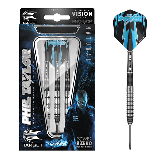 Target Darts Phil Taylor Power 8Zero 2 80% Tungsten Steel Tip Darts-1-22 GRAM-Premier Darts
