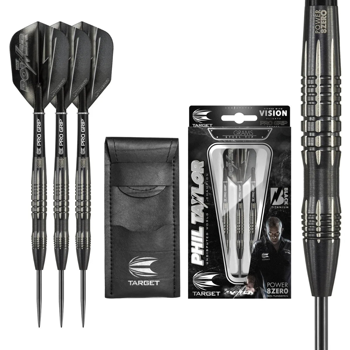 Target Darts Phil Taylor Power 8Zero 3 Black 80% Tungsten Steel Tip Darts