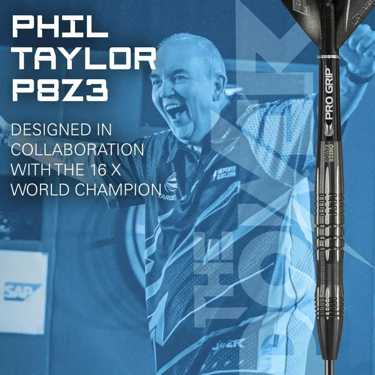 Target Darts Phil Taylor Power 8Zero 3 Black 80% Tungsten Steel Tip Darts-4-22 GRAM-Premier Darts