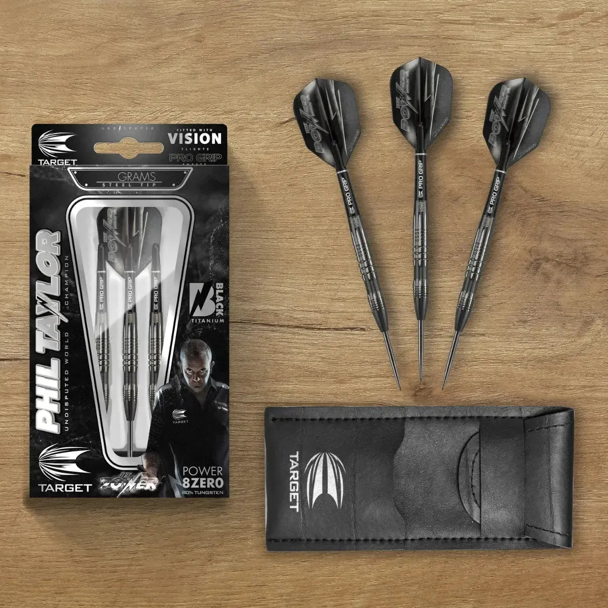 Target Darts Phil Taylor Power 8Zero 3 Black 80% Tungsten Steel Tip Darts-8-22 GRAM-Premier Darts