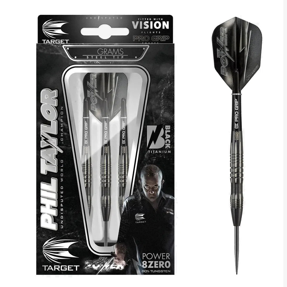 Target Darts Phil Taylor Power 8Zero 3 Black 80% Tungsten Steel Tip Darts