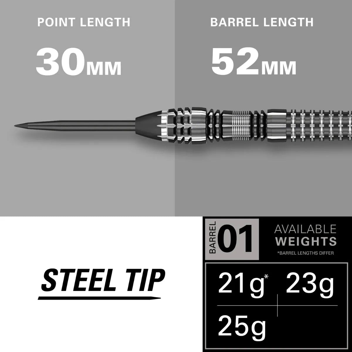 Target Darts Phil Taylor Power 8Zero 4 Black 80% Tungsten Steel Tip Darts
