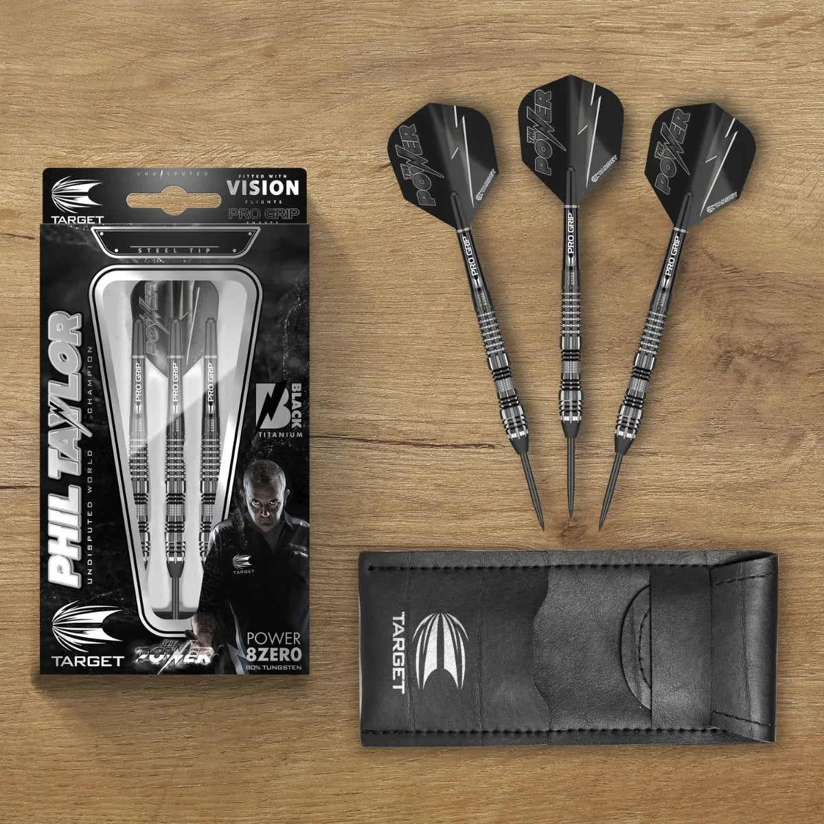 Target Darts Phil Taylor Power 8Zero 4 Black 80% Tungsten Steel Tip Darts