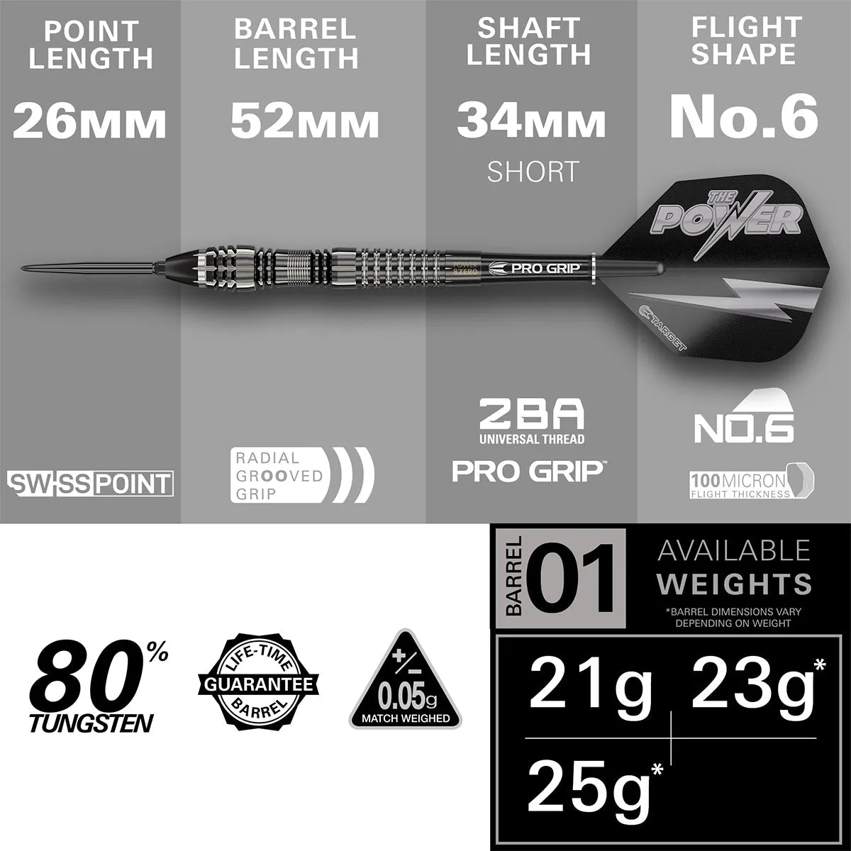 Target Darts Phil Taylor Power 8Zero 4 SP 80% Tungsten Steel Tip Darts
