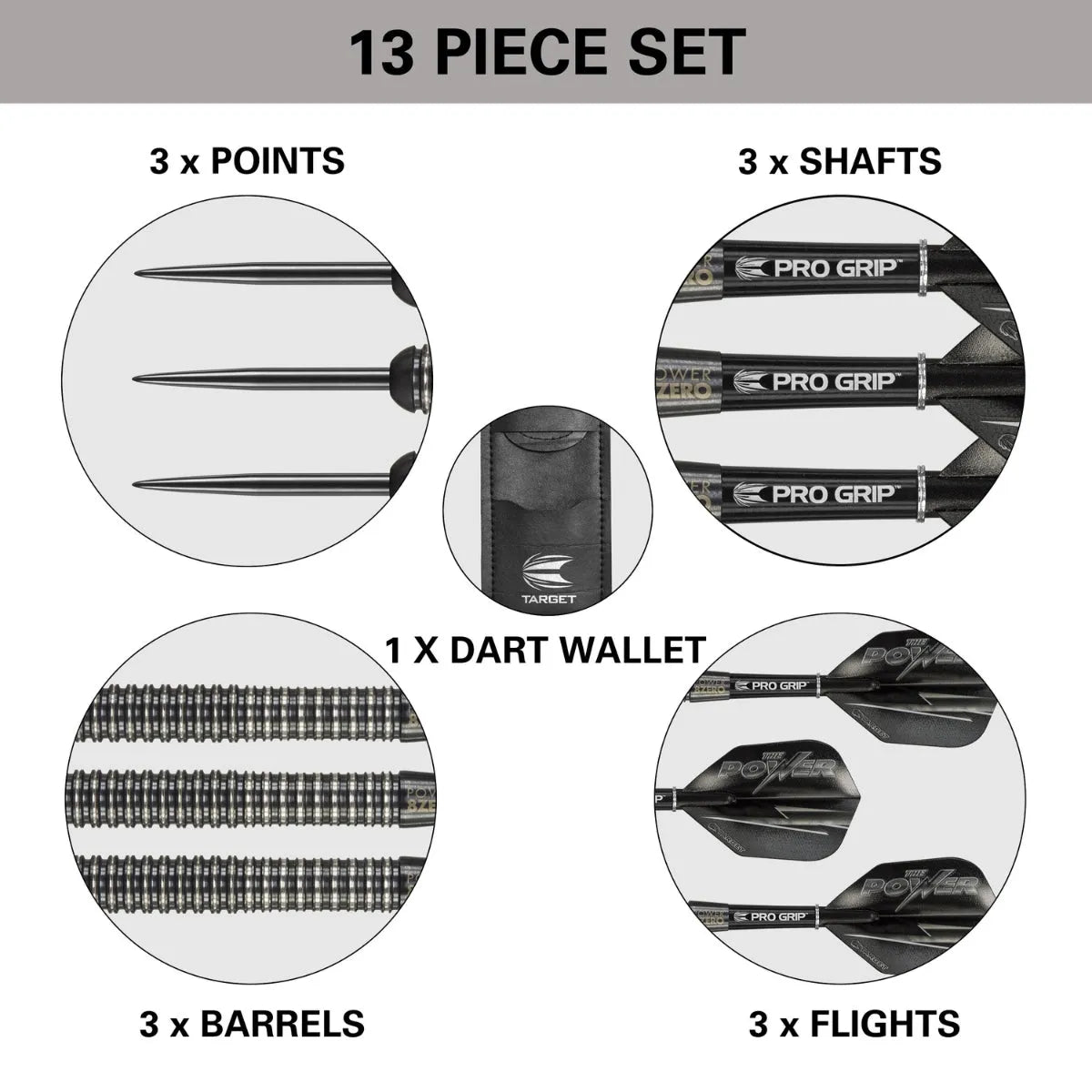 Target Darts Phil Taylor Power 8Zero Black 80% Tungsten Steel Tip Darts