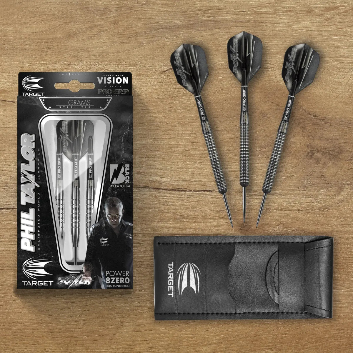 Target Darts Phil Taylor Power 8Zero Black 80% Tungsten Steel Tip Darts