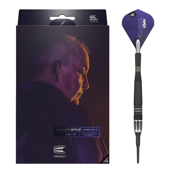 Target Darts Phil Taylor Power 9Five Gen 10 95% Tungsten Soft Tip Darts-1-18 GRAM-Premier Darts