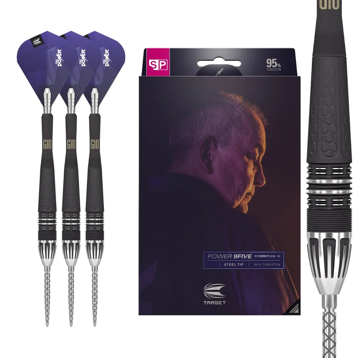Target Darts Phil Taylor Power 9Five Gen 10 SP 95% Tungsten Steel Tip Darts