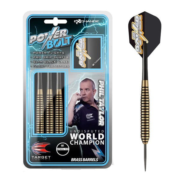 Target Darts Phil Taylor Power Bolt Ringed Brass Steel Tip Darts-1-24 GRAM-Premier Darts