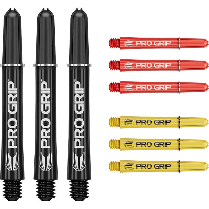 Target Darts Pro Grip Shafts Set  Black, Red and Yellow x3 Sets