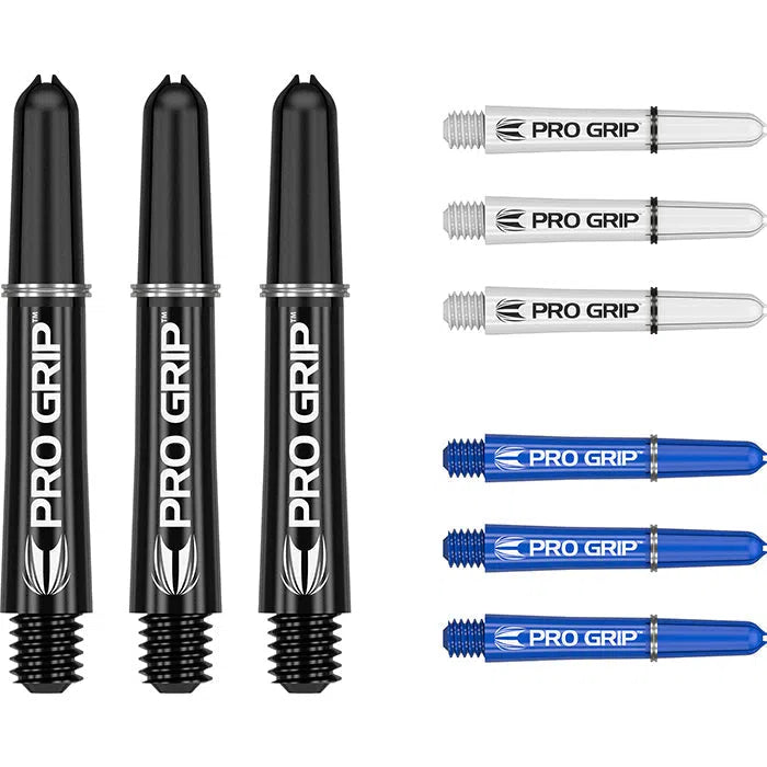 Target Darts Pro Grip Shafts Set  Black, White and Blue x3 Sets