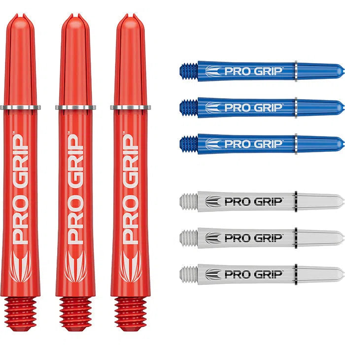 Target Darts Pro Grip Shafts Set  Red, Blue and White x3 Sets