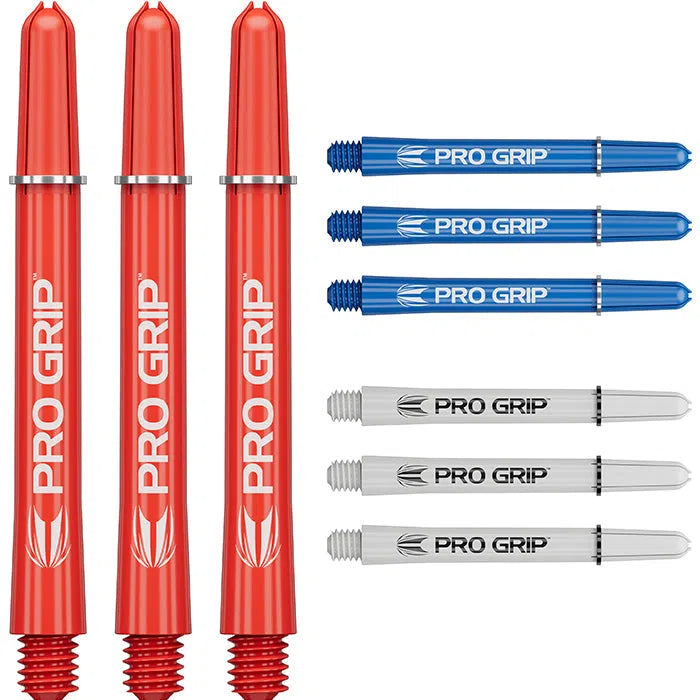 Target Darts Pro Grip Shafts Set  Red, Blue and White x3 Sets