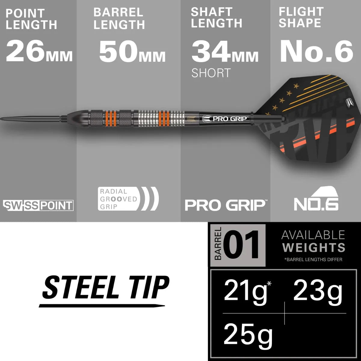 Target Darts Raymond Van Barneveld Black SP 80% Tungsten Steel Tip Darts
