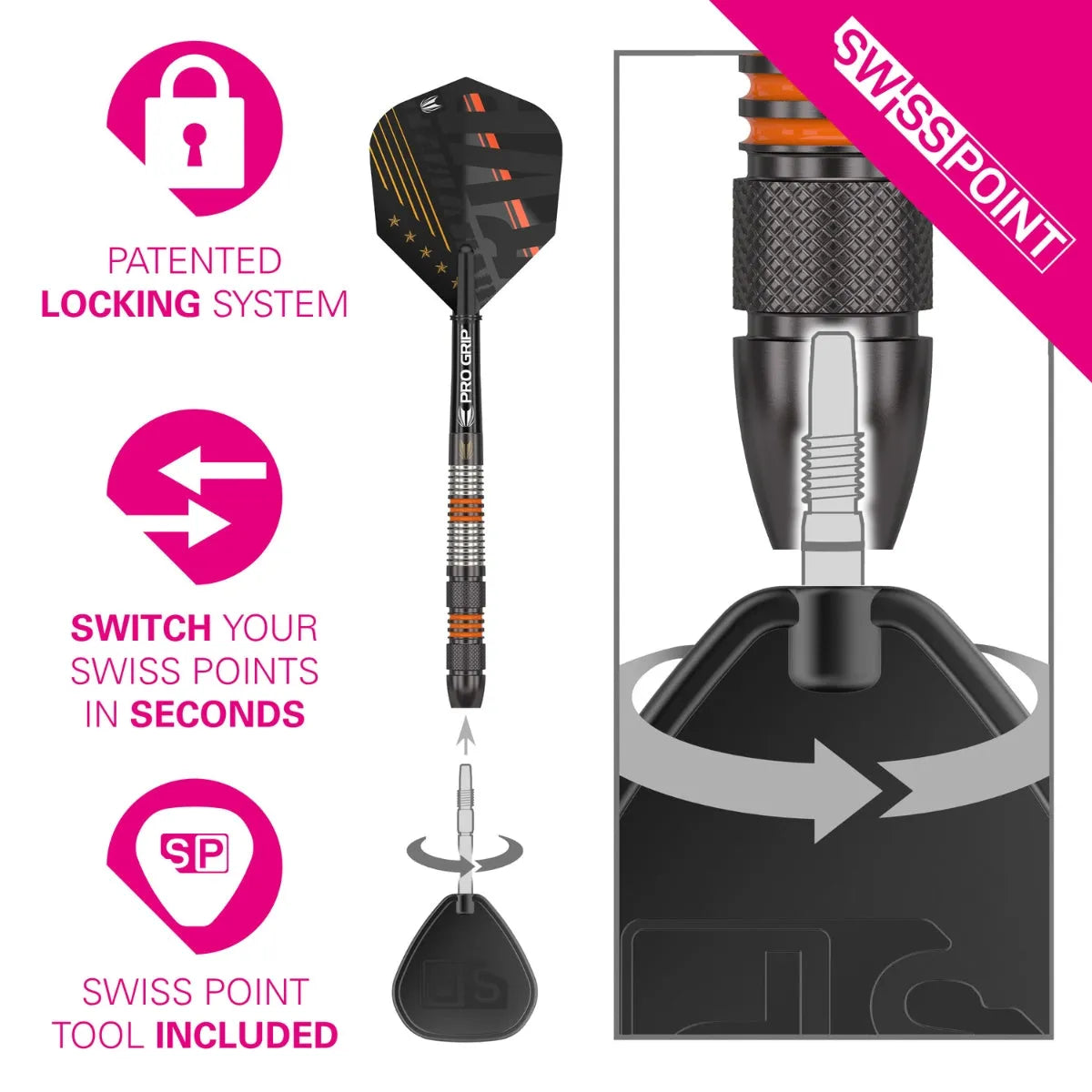 Target Darts Raymond Van Barneveld Black SP 80% Tungsten Steel Tip Darts