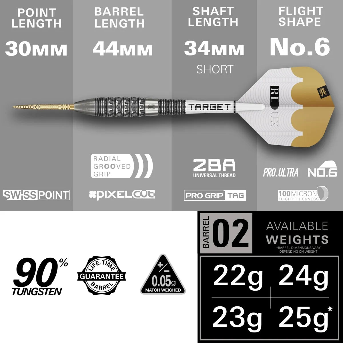 Target Darts Redux 02 SP 90% Tungsten Steel Tip Darts