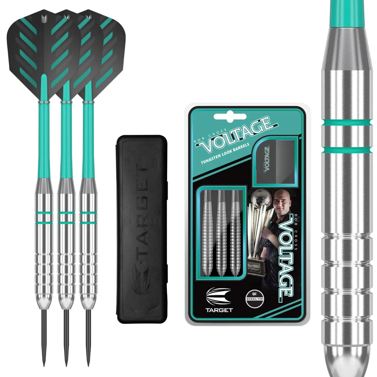 Target Darts Rob Cross Silver Voltage Brass Steel Tip Darts