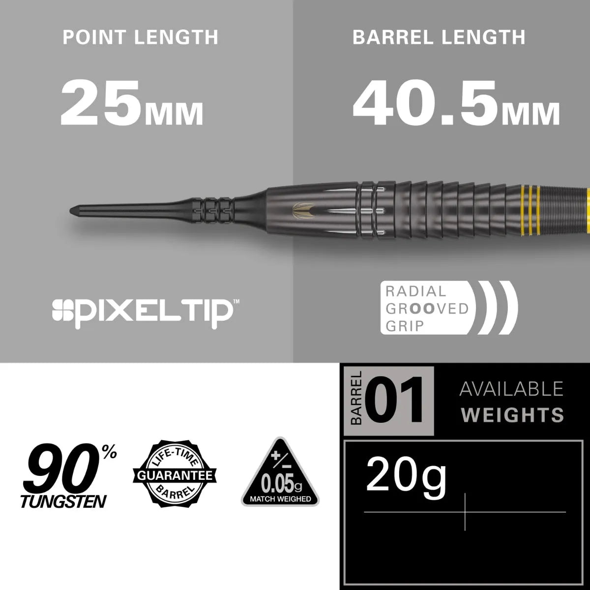 Target Darts Scott Williams Black 90% Tungsten Soft Tip Darts
