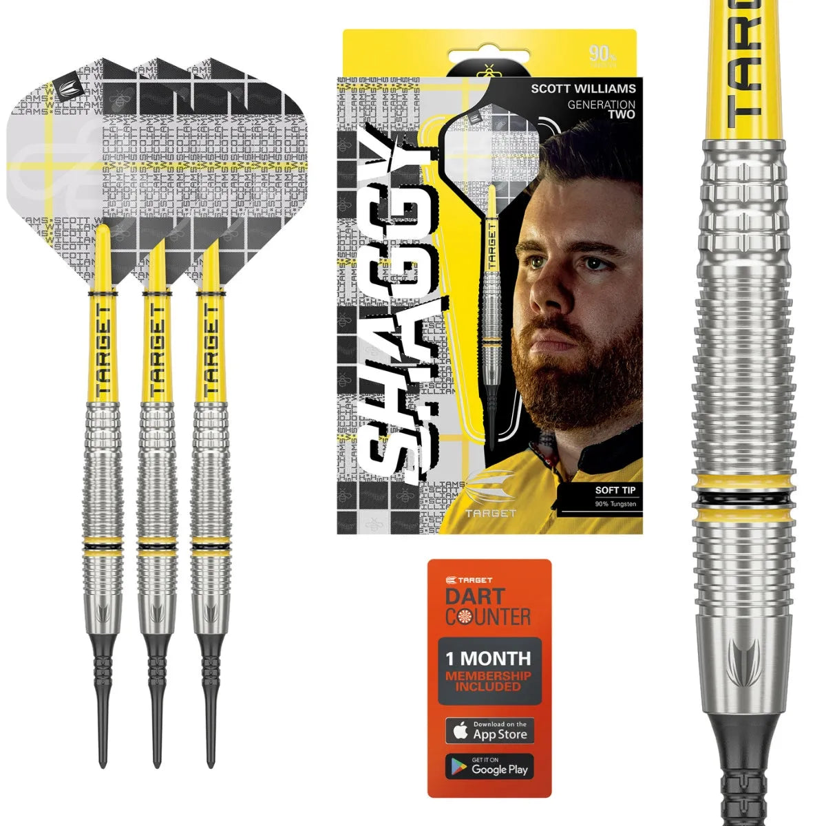 Target Darts Scott Williams Gen 2 90% Tungsten Soft Tip Darts