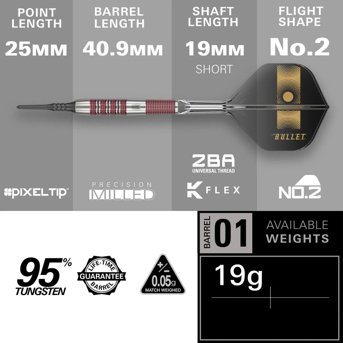 Target Darts Stephen Bunting 95K 95% Tungsten Soft Tip Darts