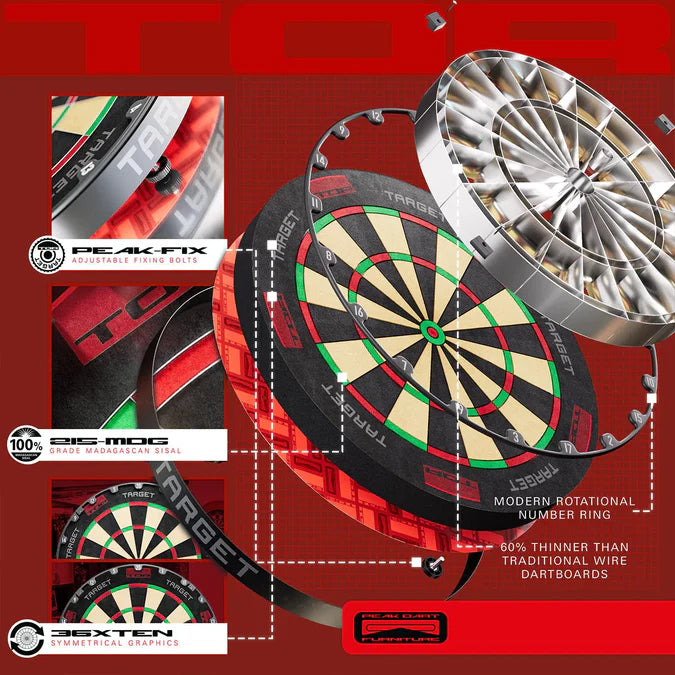 Target Tor Board, Arc Light, World Chamion Mat & Tour Surround Bundle-6-Black-Blue-Premier Darts