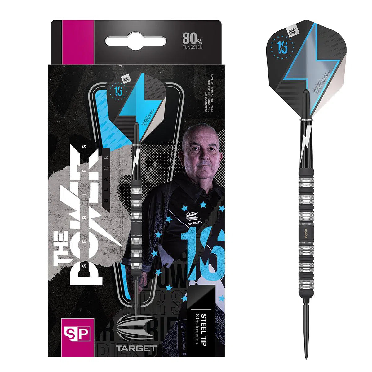 Target Darts The Power Series Black SP Phil Taylor 80% Tungsten Steel Tip Darts