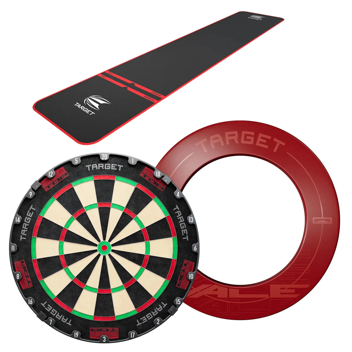 Target Tor Board, World Champion Mat & Vale Surround Bundle-17-Red-Premier Darts