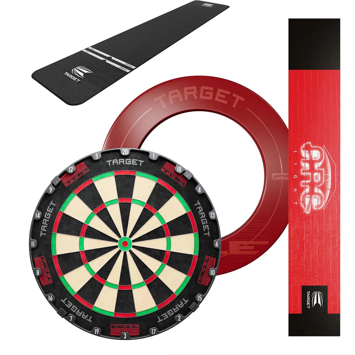 Target Tor Board, Arc Light, World Chamion Mat & Vale Surround Bundle-23-White-Premier Darts
