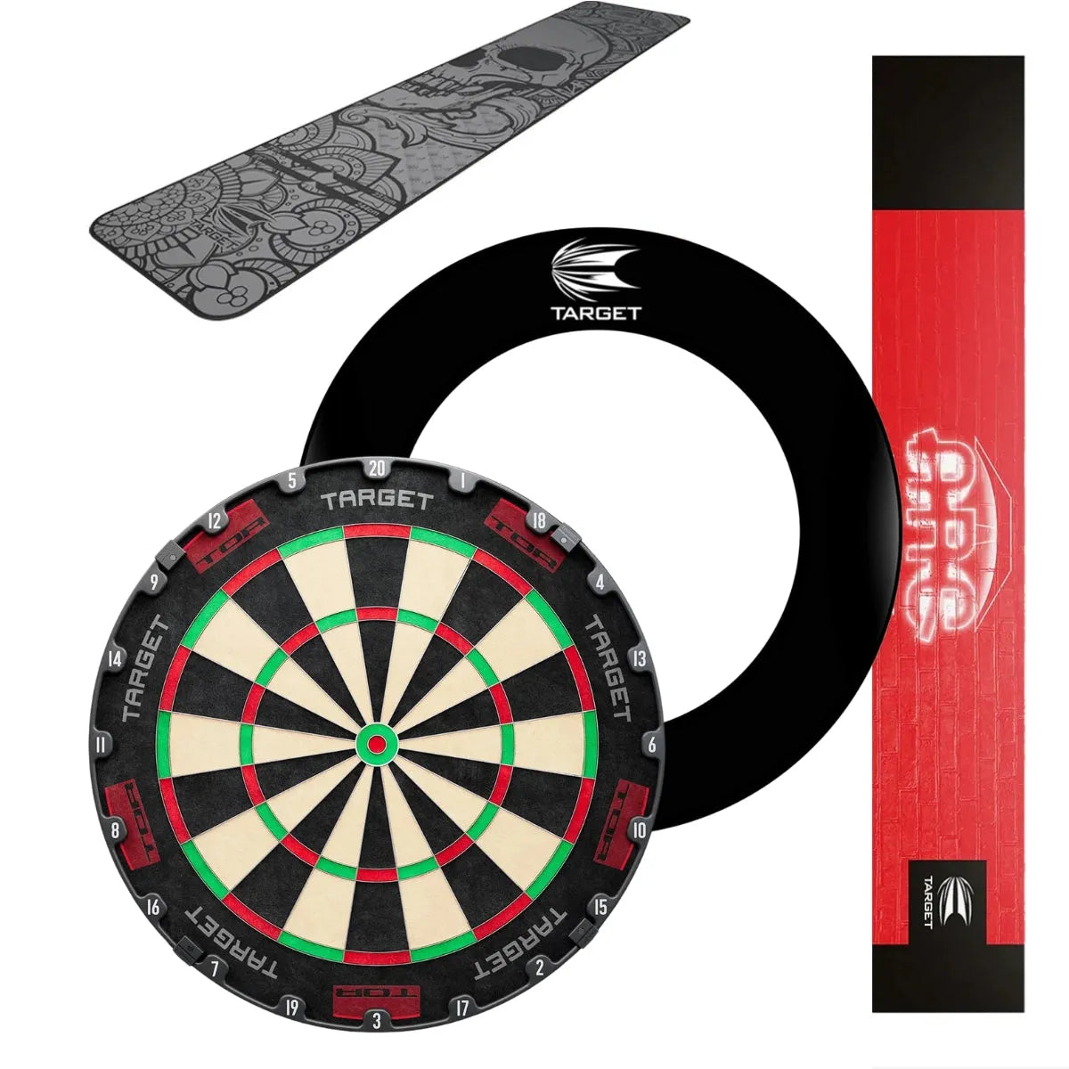 Target Tor Board, Arc Light, World Chamion Mat & Tour Surround Bundle-21-Black-Ink-Premier Darts