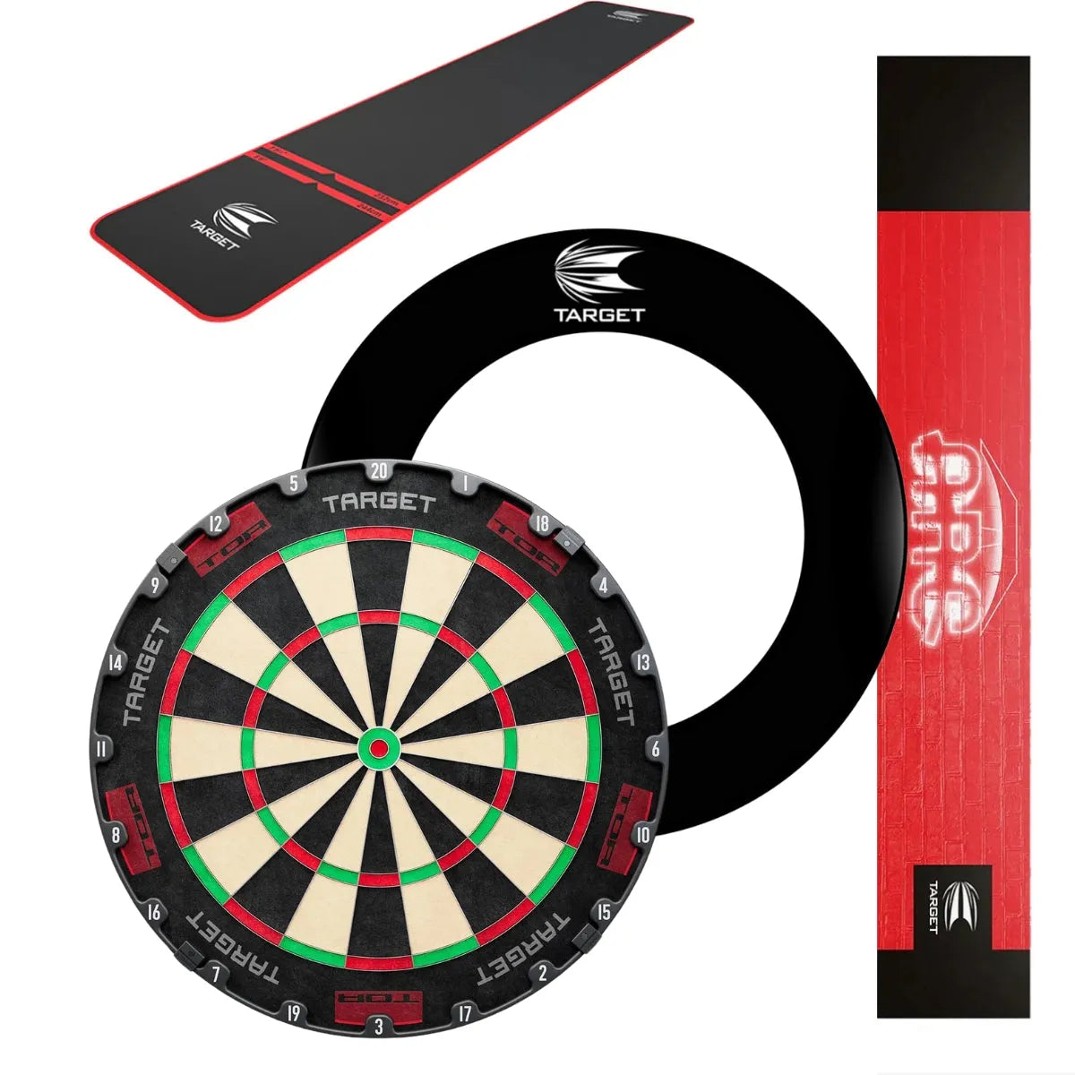 Target Tor Board, Arc Light, World Chamion Mat & Tour Surround Bundle-22-Black-Red-Premier Darts