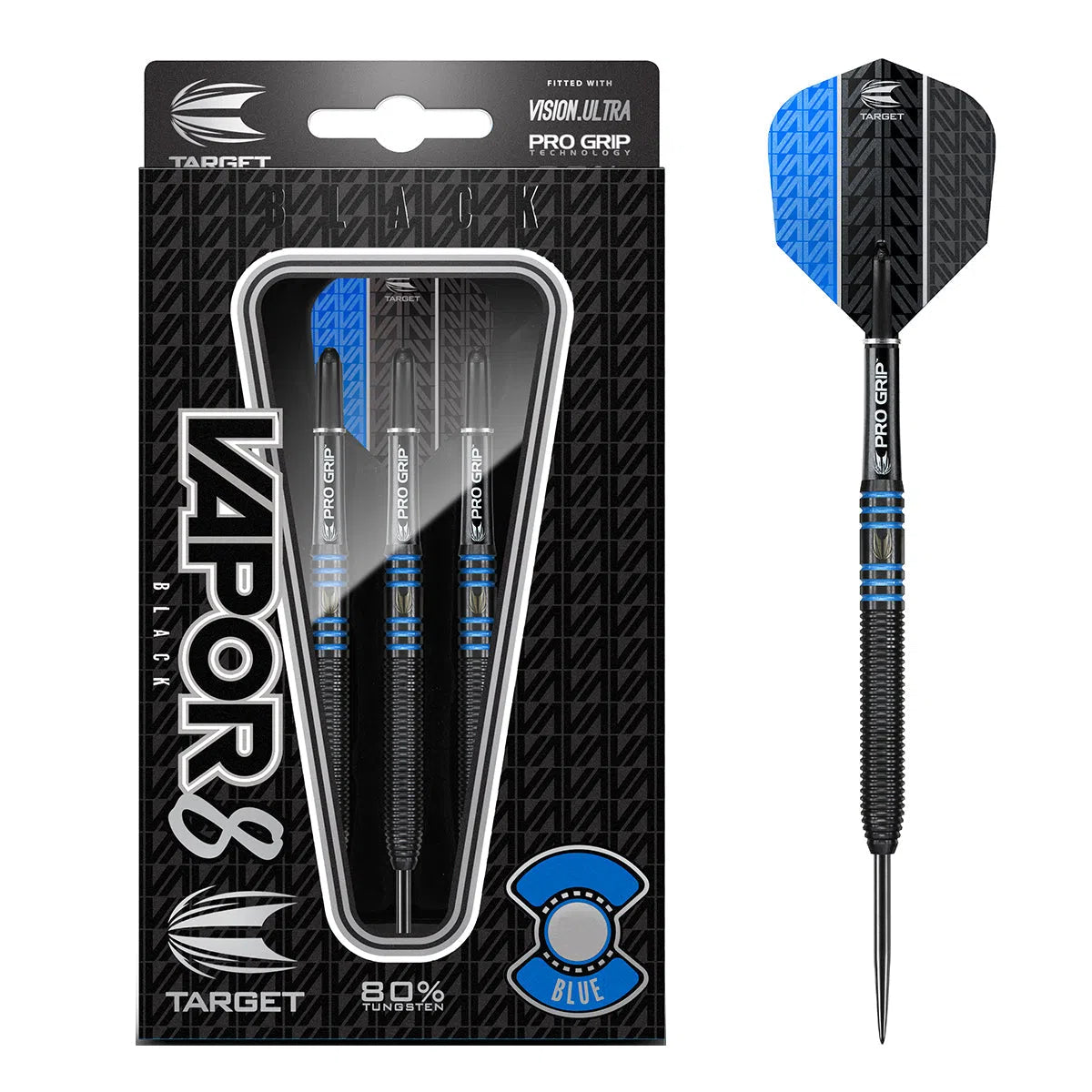 Target Darts Vapor 8 Black 80% Tungsten Steel Tip Darts Set 23G Red main image 0