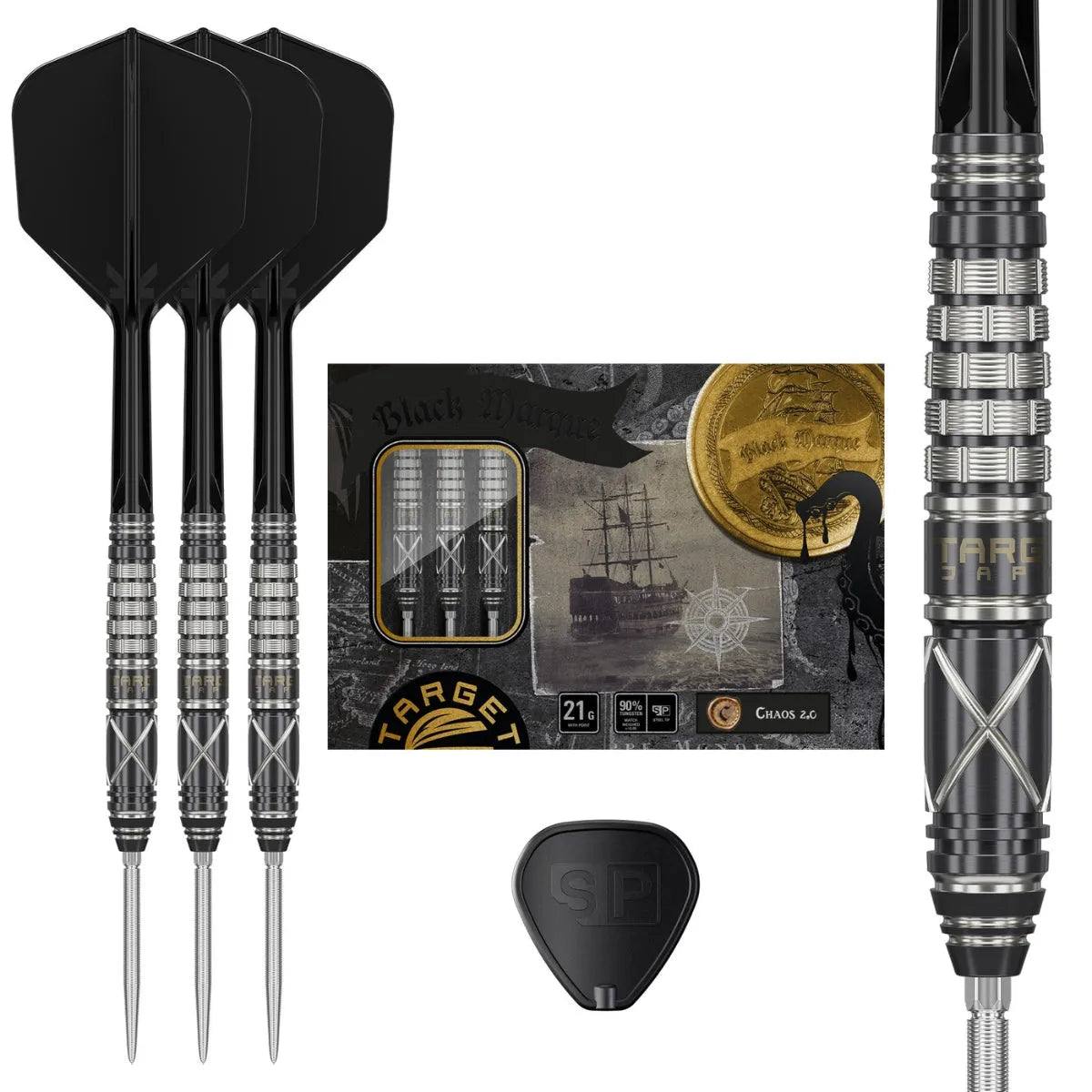 Target Japan Black Marque Chaos 2.0 SP 90% Tungsten Steel Tip Darts