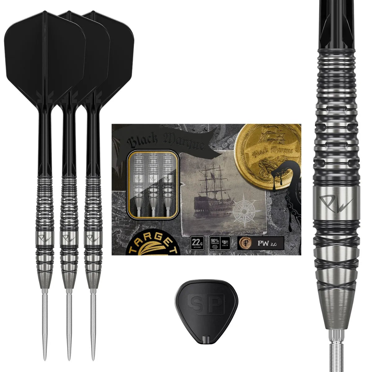 Target Japan Black Marque PW 2.0 SP 90% Tungsten Steel Tip Darts