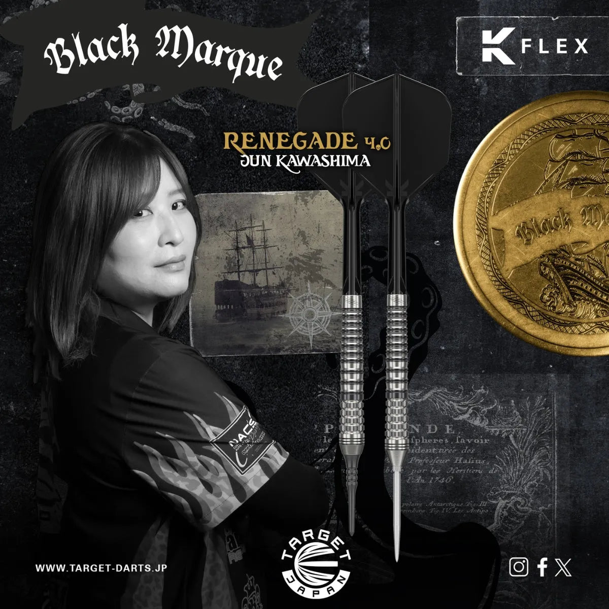 Target Japan Black Marque Renegade 4.0 SP 90% Tungsten Steel Tip Darts
