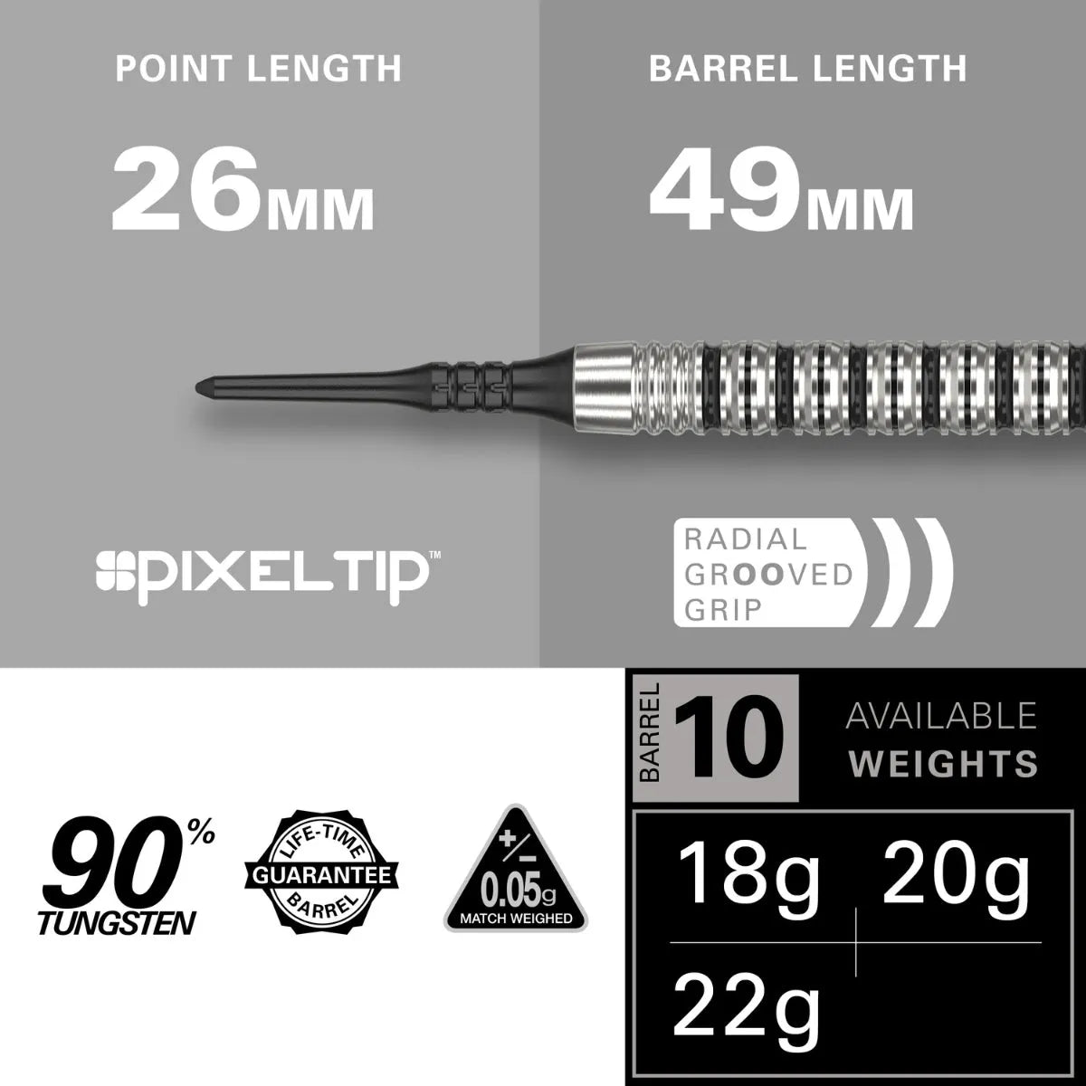 Target Darts Exo 10 90% Tungsten Soft Tip Darts