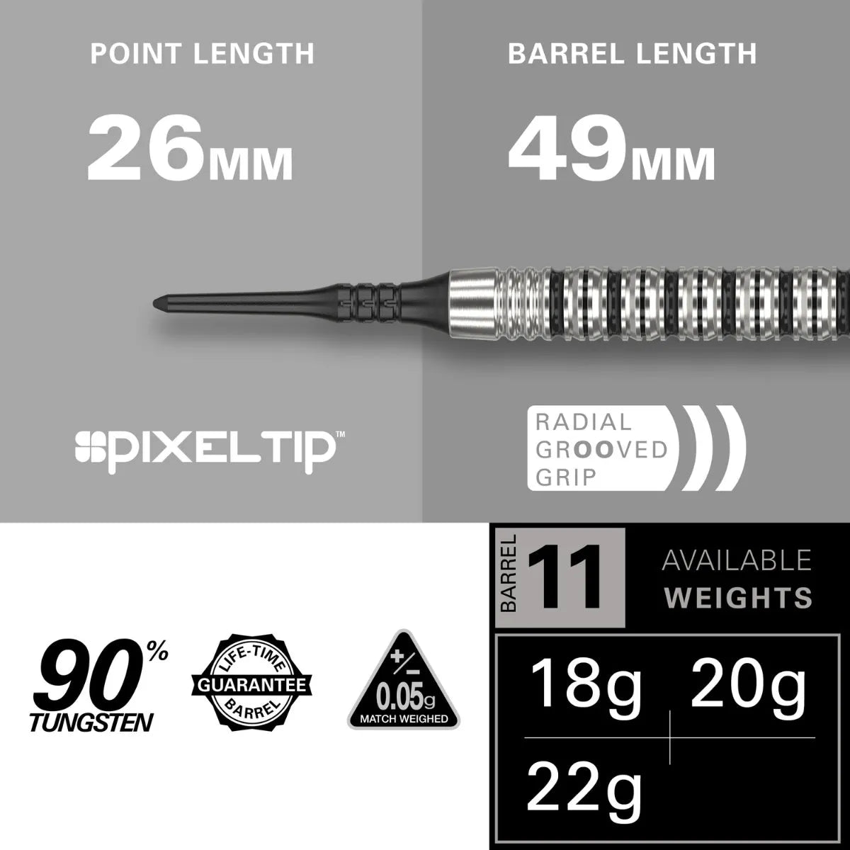 Target Darts Exo 11 90% Tungsten Soft Tip Darts