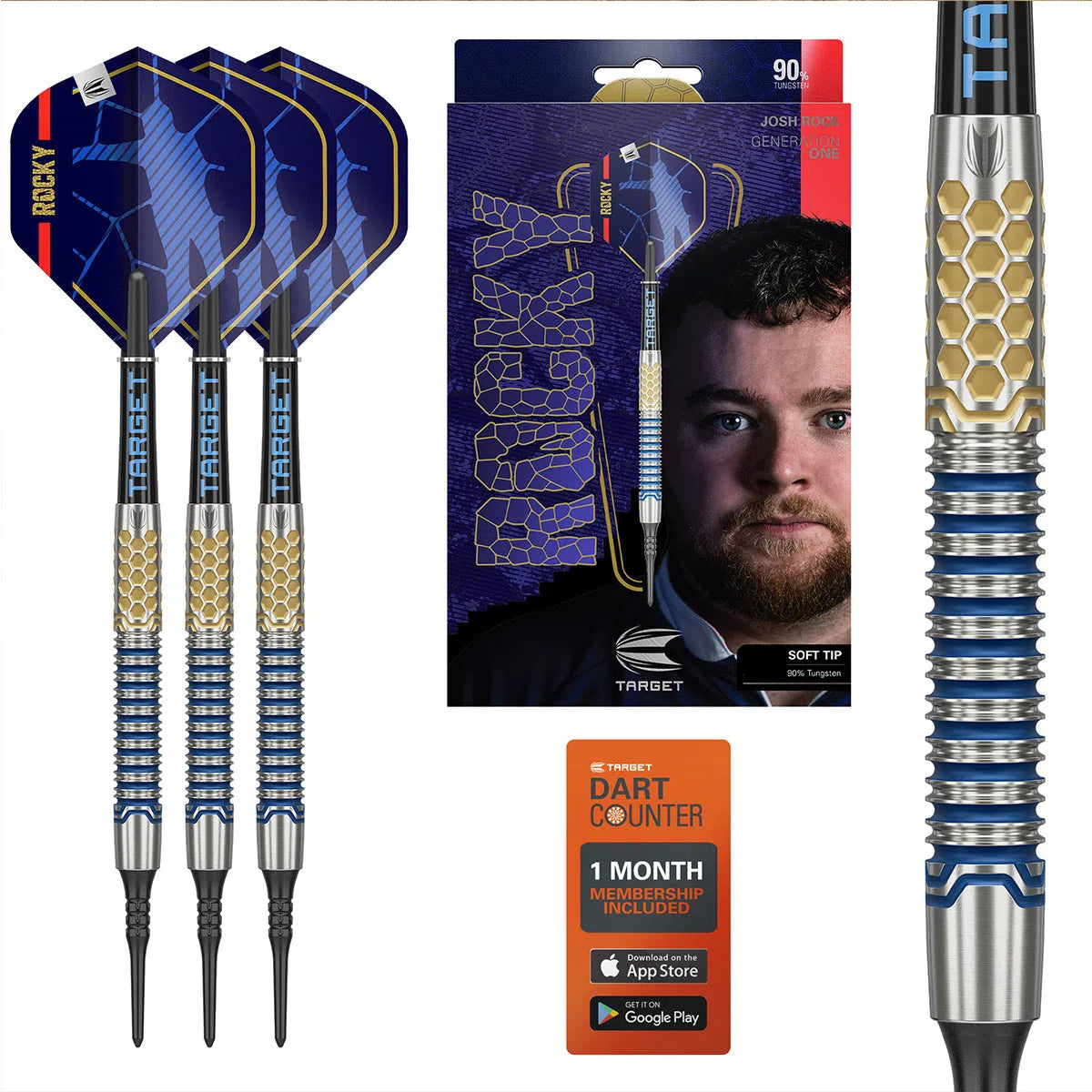 Target Darts Josh Rock Gen 1 90% Tungsten Soft Tip Darts