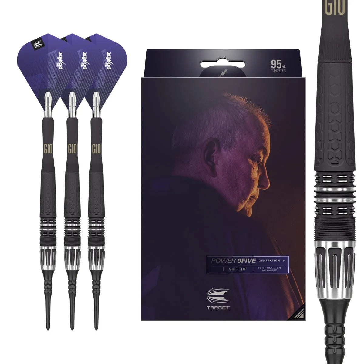 Target Darts Phil Taylor Power 9Five Gen 10 95% Tungsten Soft Tip Darts