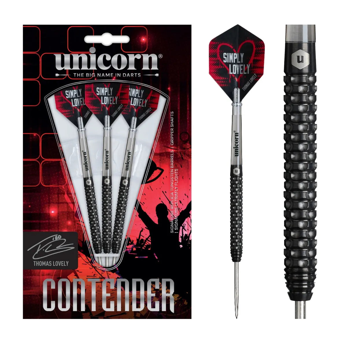 Unicorn Thomas Lovely Contender 90% Tungsten Steel Tip Darts