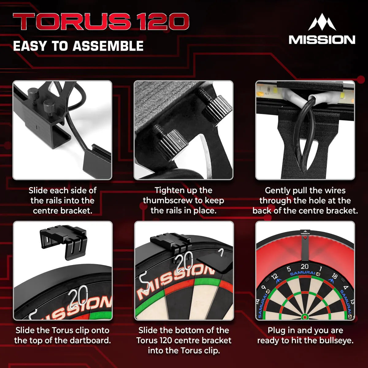 Mission Torus 120° Dartboard Lighting System-6-Black-Premier Darts