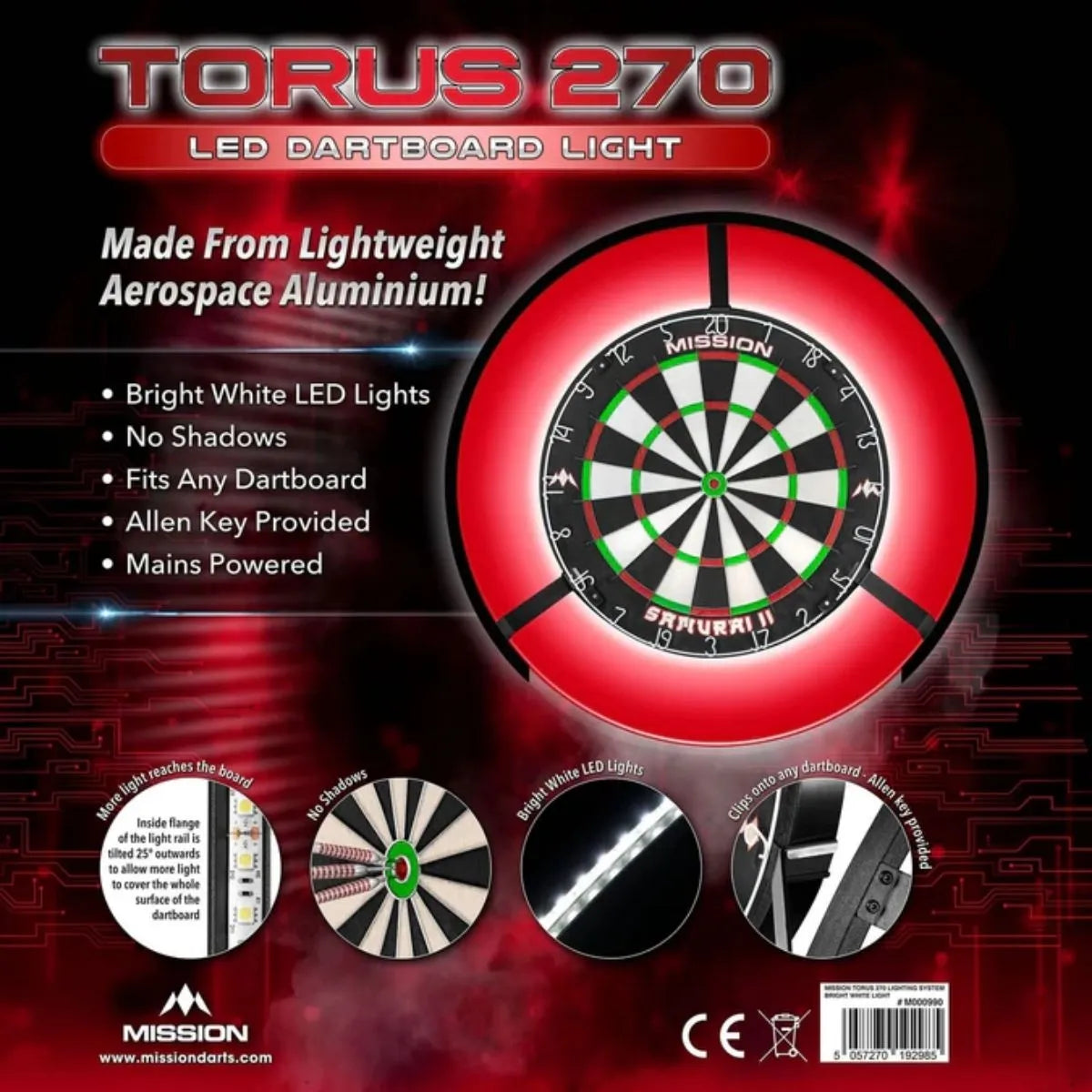 Mission Torus 270 Bright White Light Dartboard Lighting-3-Premier Darts