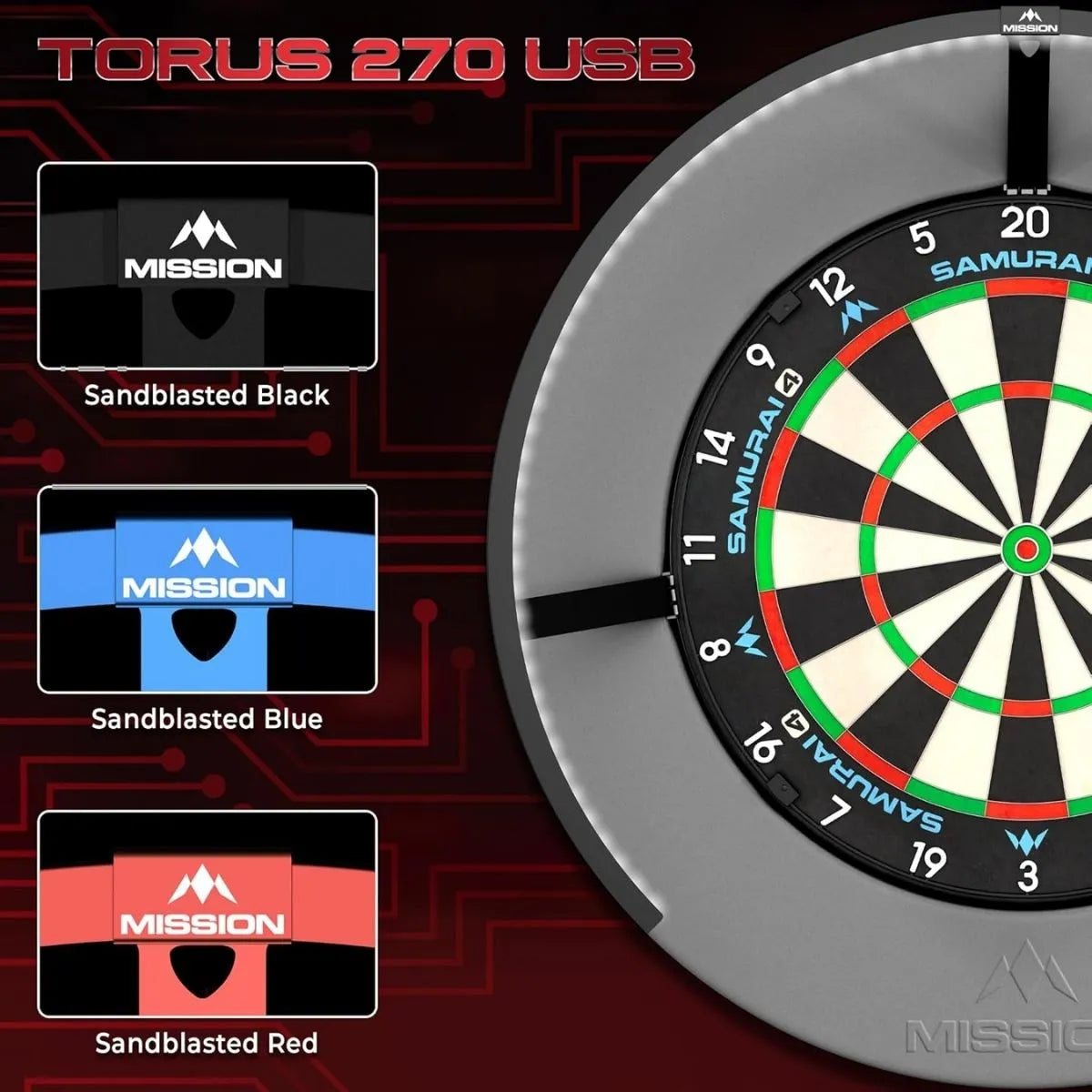Mission Torus 270 Dartboard Lighting - USB-C-2-Black-Premier Darts